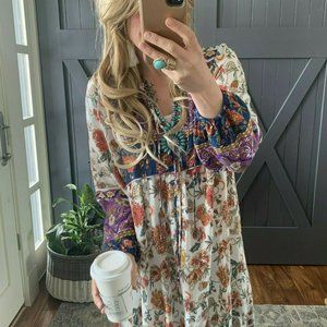 New Boho Floral Midi Maxi Bohemian Dress